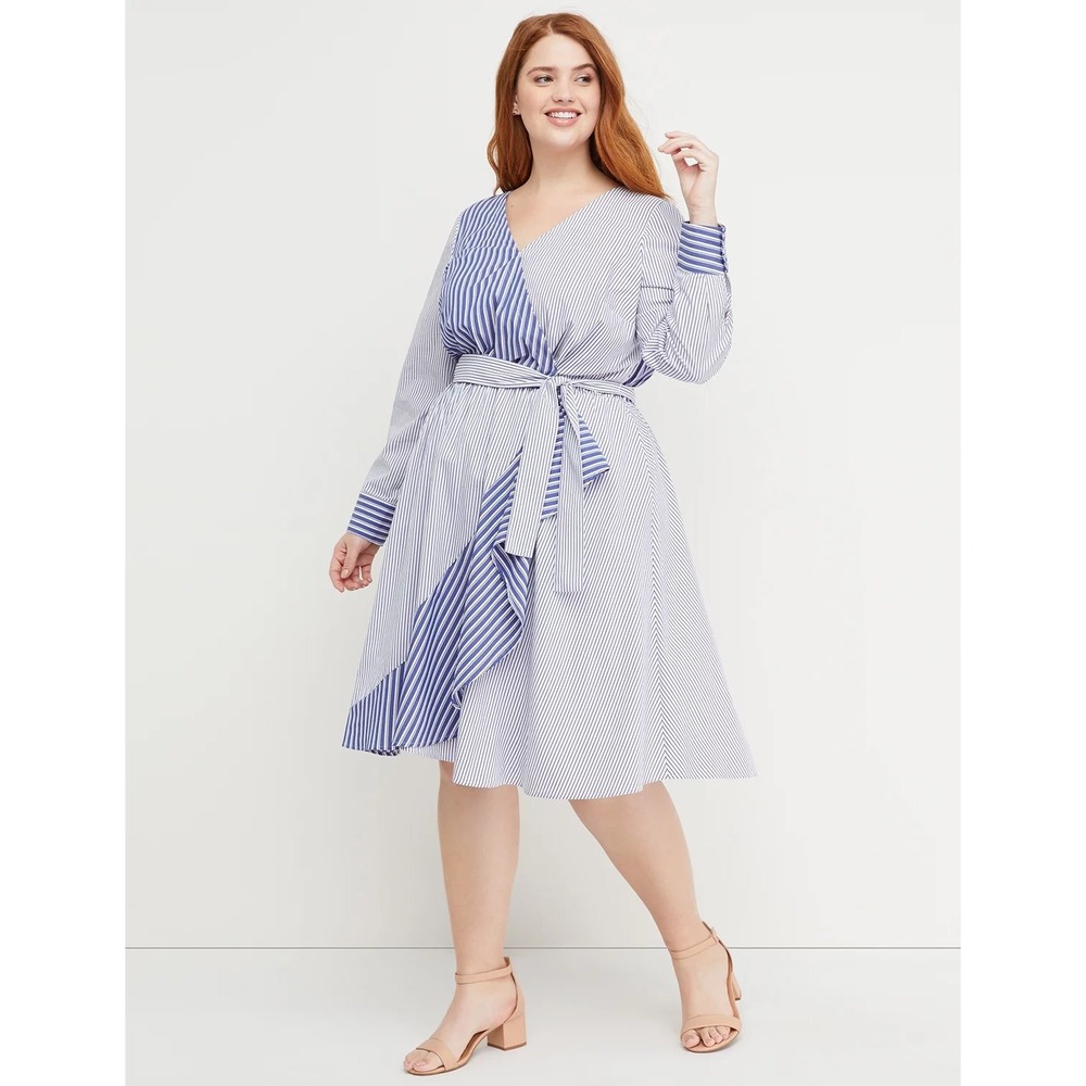 Beauticurve x Lane Bryant Striped Faux Wrap Midi Dress Size 18